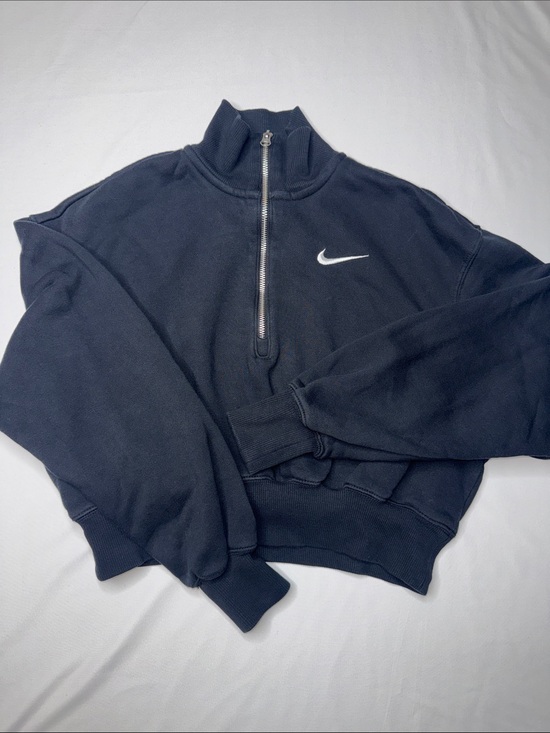 Nike Tops - Nike Womens Quarter Zip Fleece Pullover XS Black Mini Swoosh Cozy Casual